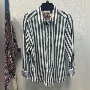 Robert Graham Striped Button Up Long Sleeve Shirt, size L